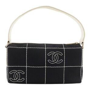 Chanel Chocobar Canvas Black Shoulder Bag